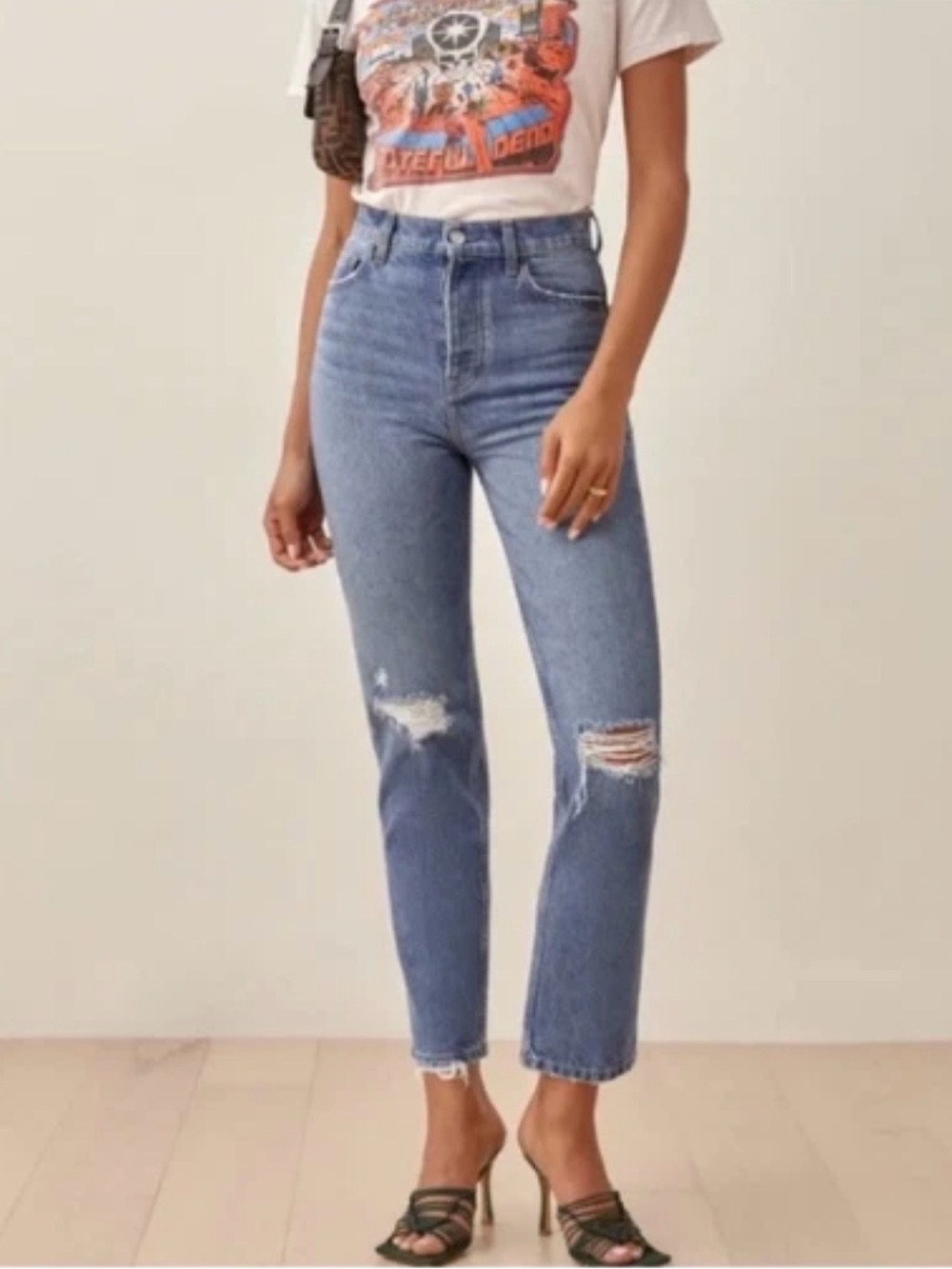 Reformation High & Skinny Jean Miami Destroyed